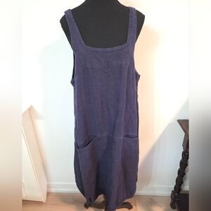 Motion navy linen Pinafore dress Sz S/M